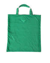 Prada Green Jersey Fabric Logo Shoulder Shopping Tote Shopping Bag